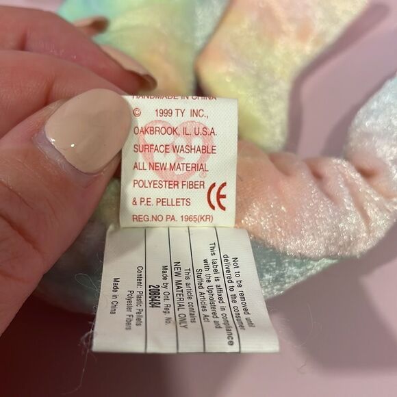 Original Ty Beanie Baby 1999 Neon the Pastel Multi-Coloured Seahorse EUC 7” tall - Picture 6 of 6